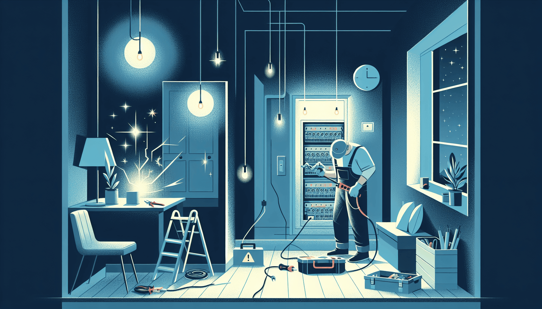 Electrician responding to an emergency electrical issue in a home